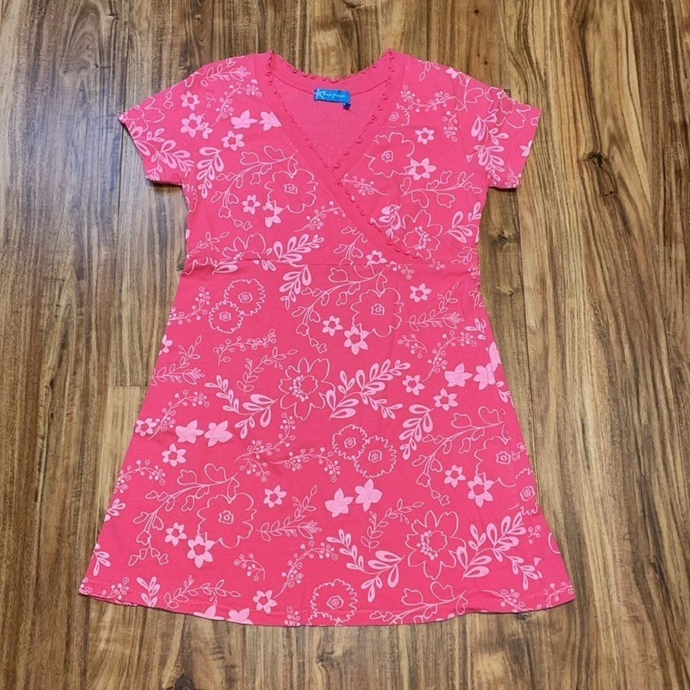 Fresh Produce women’s Dress XS mini cotton pink floral print crossover ruffle